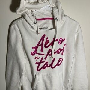 Aeropostale White Hoodie with Hot Pink Script Logo